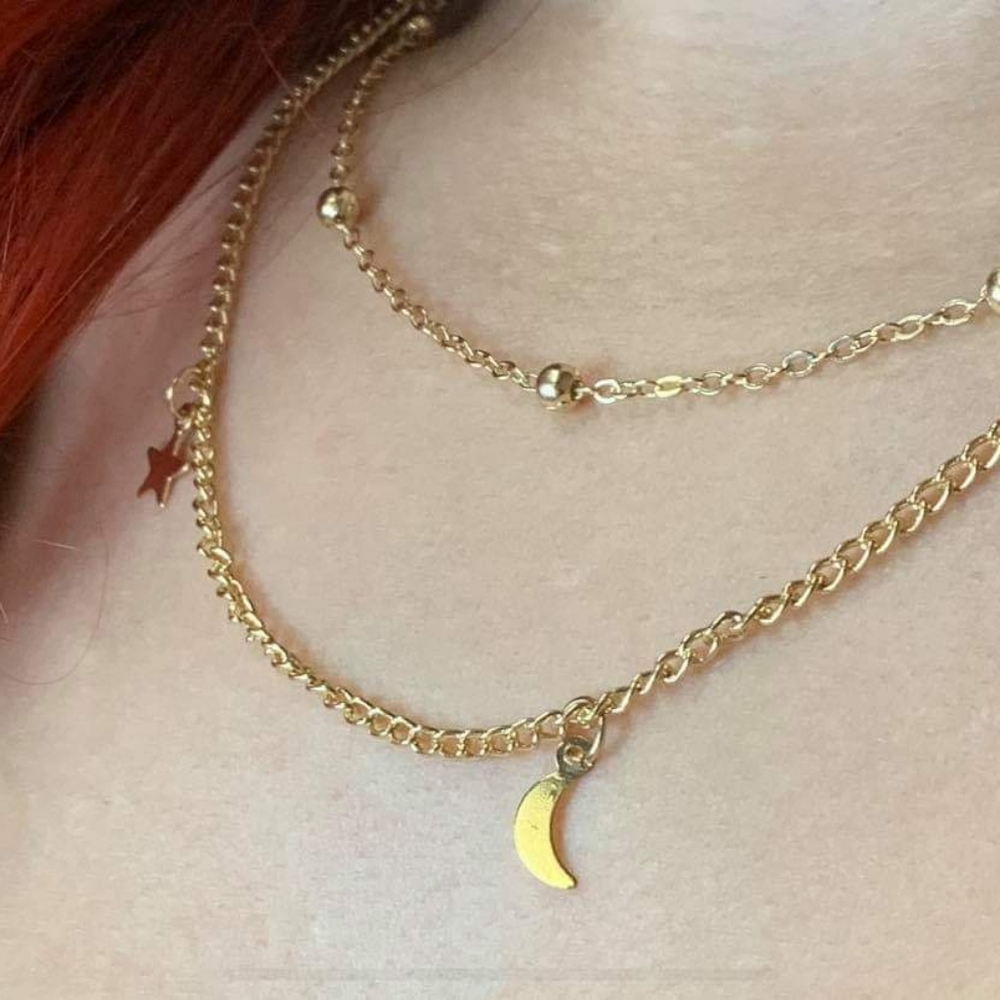๐ฅ2/$20๐ฅ Moon & Star Layered Necklace - Picture 2 of 8